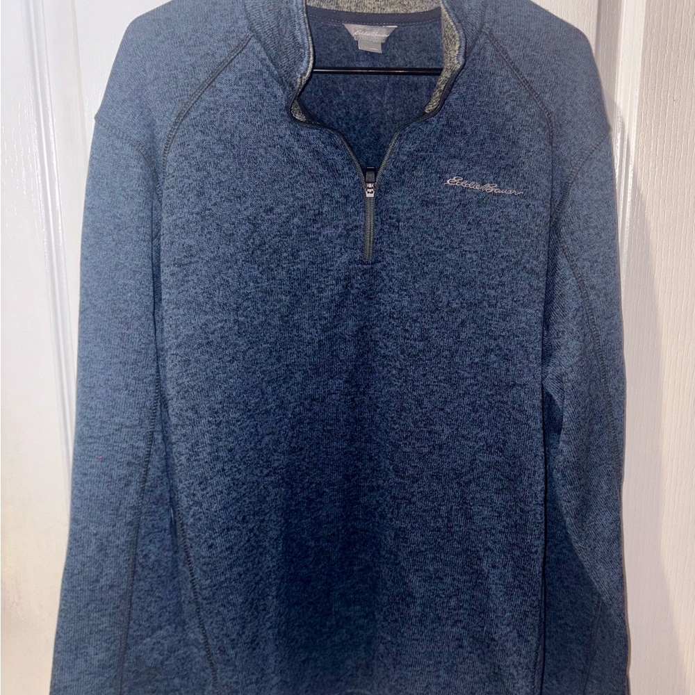 Eddie Bauer Men's Blue Heather 1/4 Zip-Up Sweater - 2XL